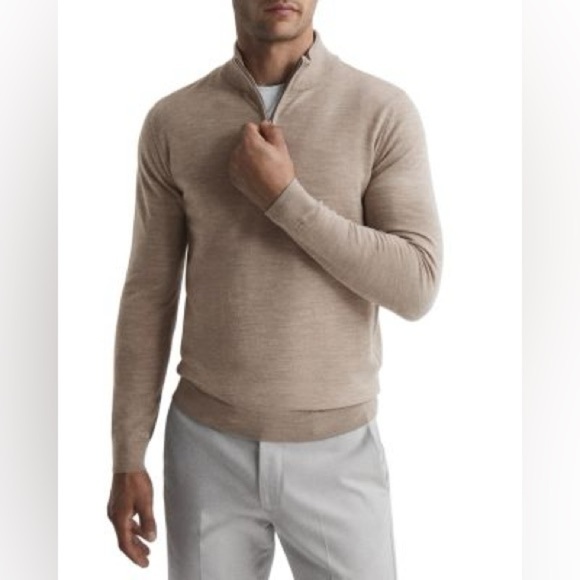 Johnnie-O Brown Soft Merino Blend 1/4 Zip Pullover Small - Picture 1 of 7